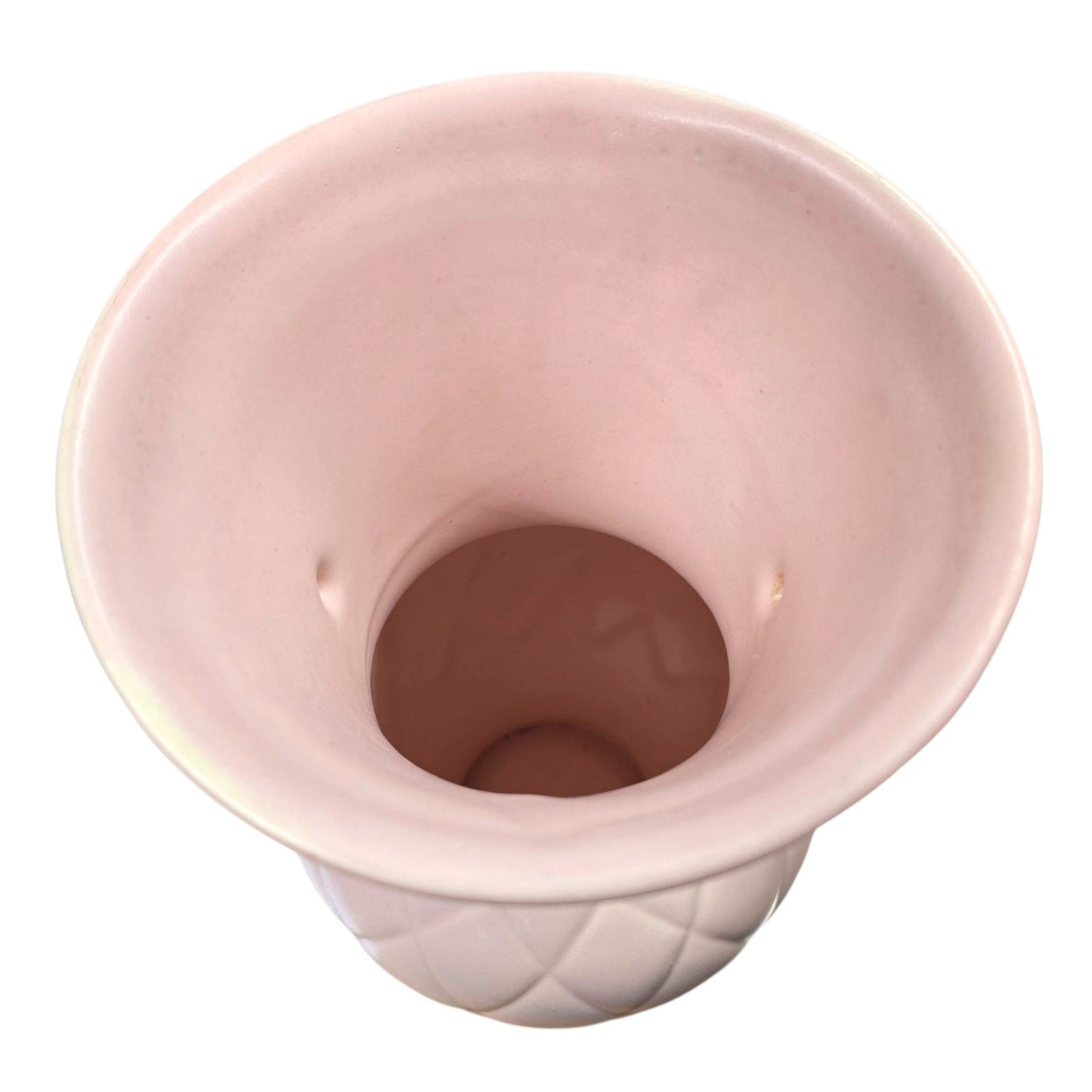 (For Customer) Hyalyn Pottery Pale Pink Matte Vase Quilted Diamond MCM Hollywood Regency USA