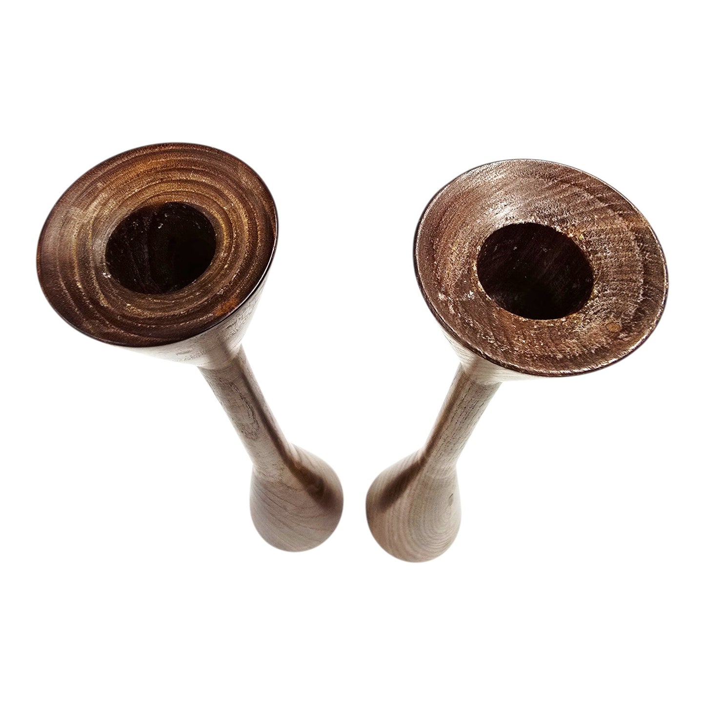 Vtg Mid Century Wooden Candlesticks Set of 2 Made in Japan MCM Taper Holders 60s