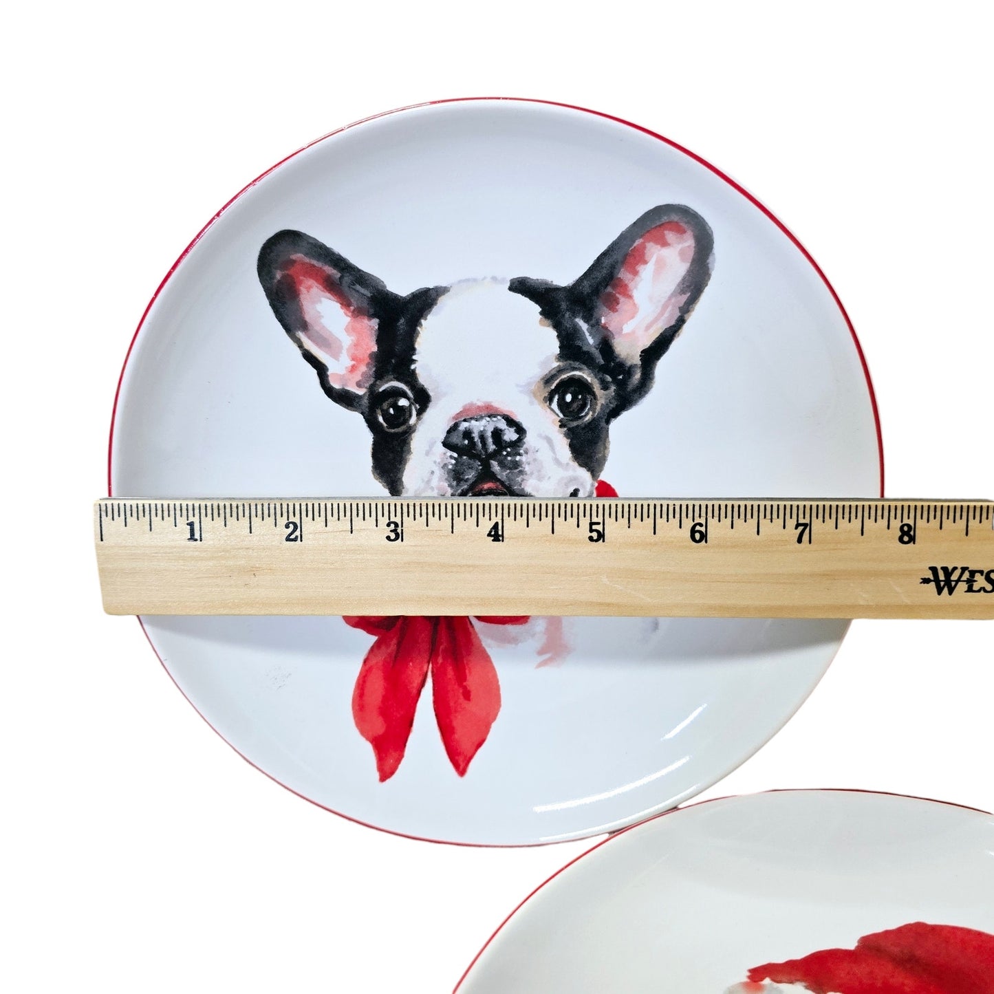 Pier 1 French Bulldog Puppy and Beagle Puppy Christmas Salad Appetizer Plate