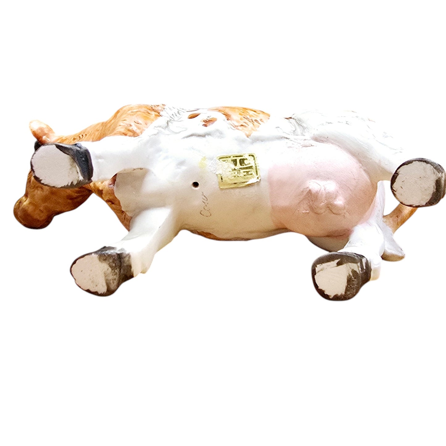 Vintage UCTCI Japan Porcelain Cow Heifer Figurine, Marked "Cow" Original Sticker