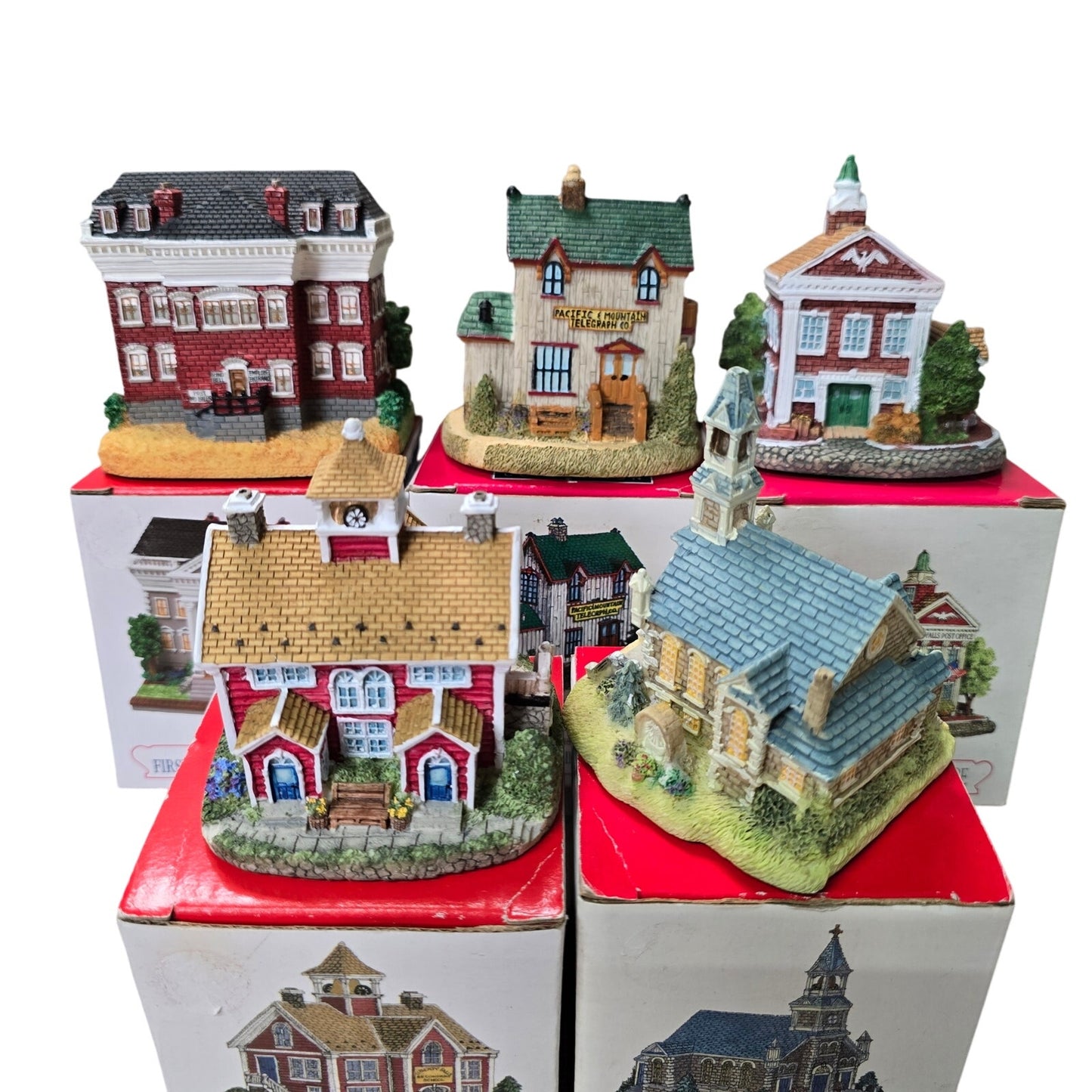 Lot of 5 Liberty Falls Americana Collection Community Buildings Christmas Village