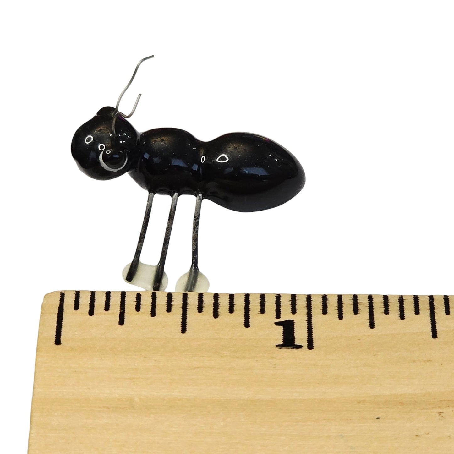 Hagen Renaker Miniature Porcelain Ant with Wire Legs, Vintage Black Ant Figurine