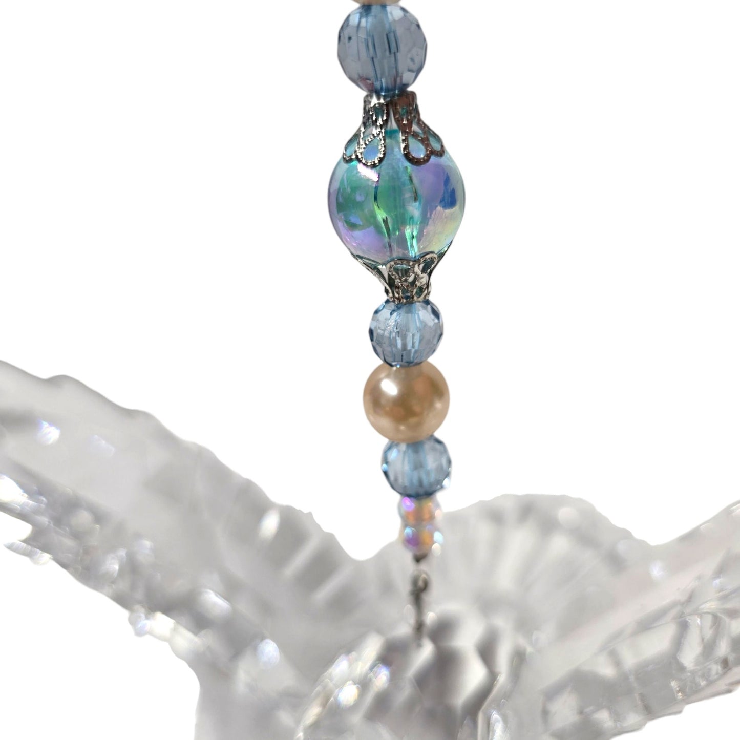 Acrylic Hanging Dove Carrying a Cross with Sparkly Beads, Christian Gift Hanging