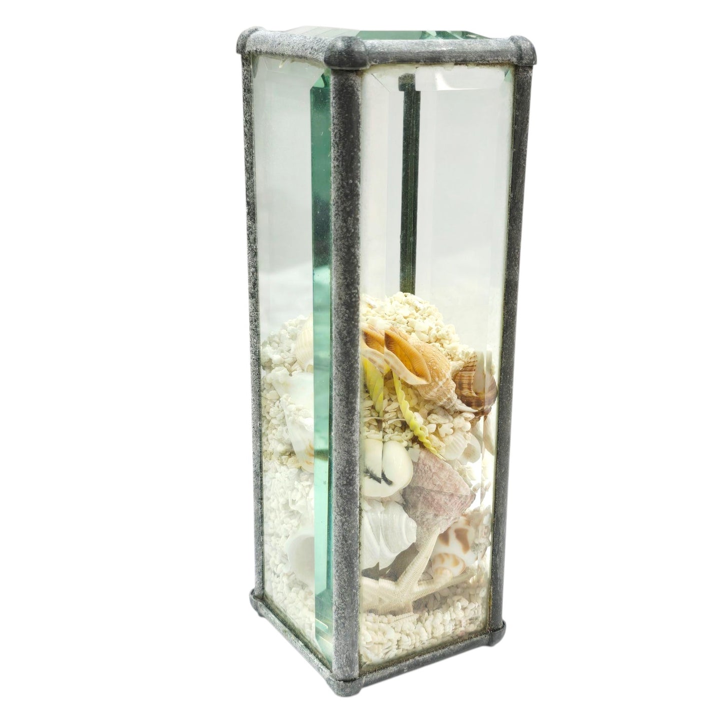 Sand & Shells Beveled Glass Seascape Sand and Shells Paperweight Coastal Decor