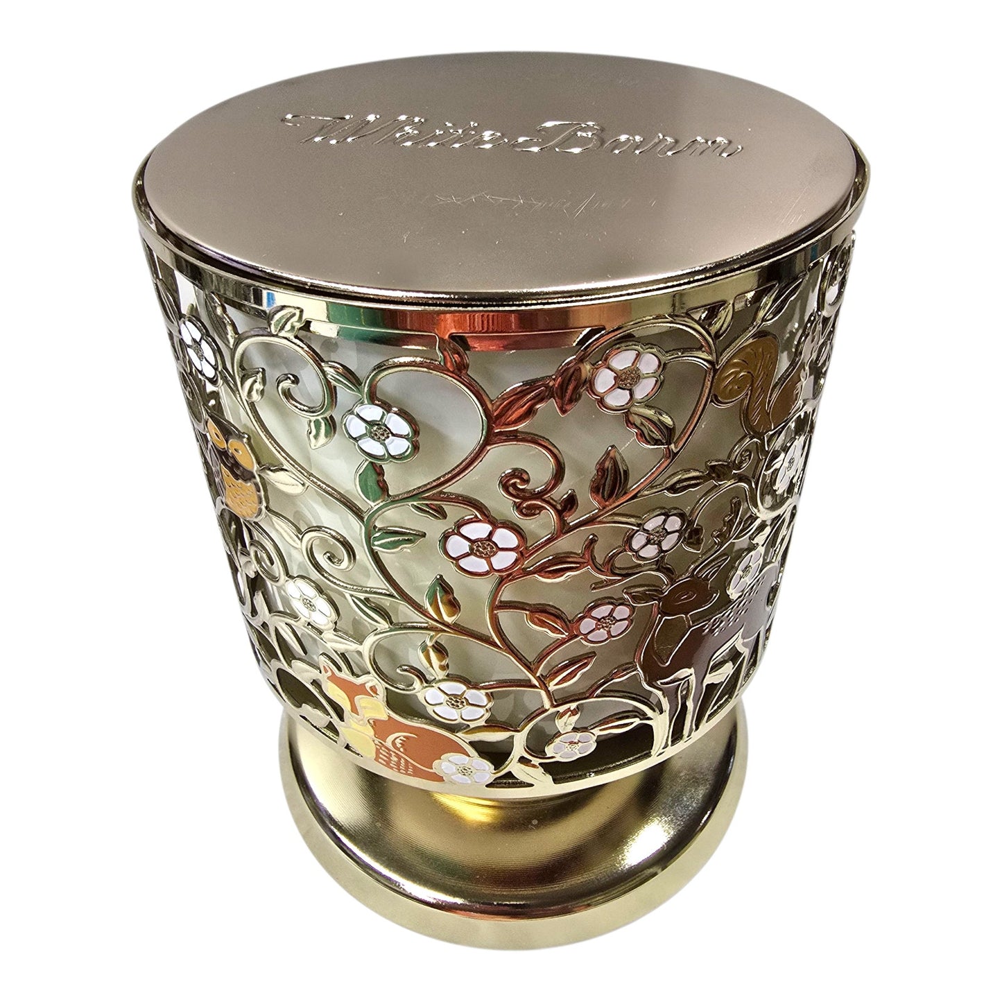 Bath & Body Works Woodland Candle Holder + Iced Cranberry Scone Candle Soft Gold