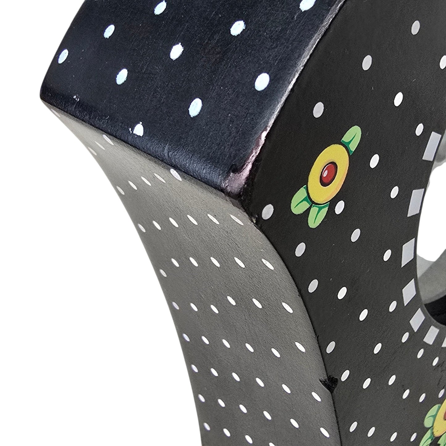 VTG 1997 RARE Mary Engelbreit Charpente Clock Black Polka Dot Flowers