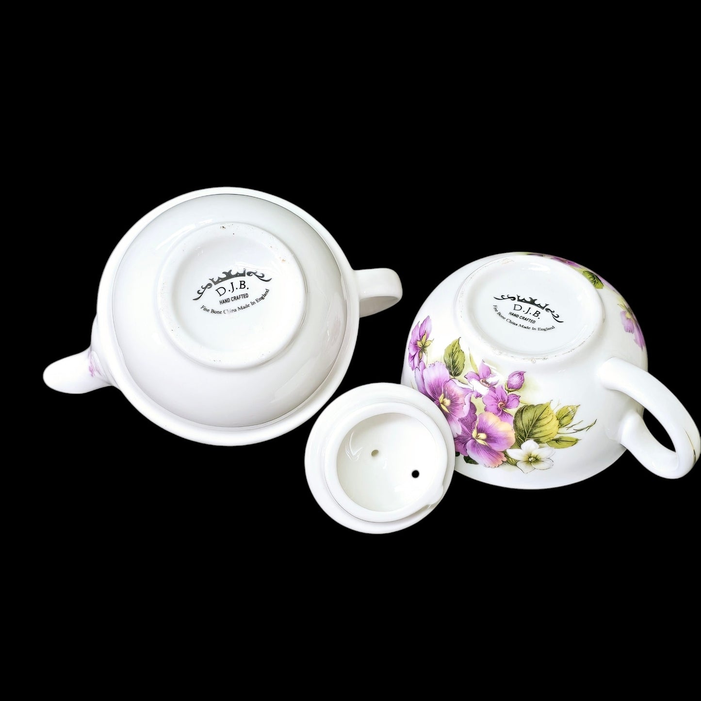 Vintage Dunn & Bennett England Tea-for-One, Stackable Teacup and Teapot DJB England