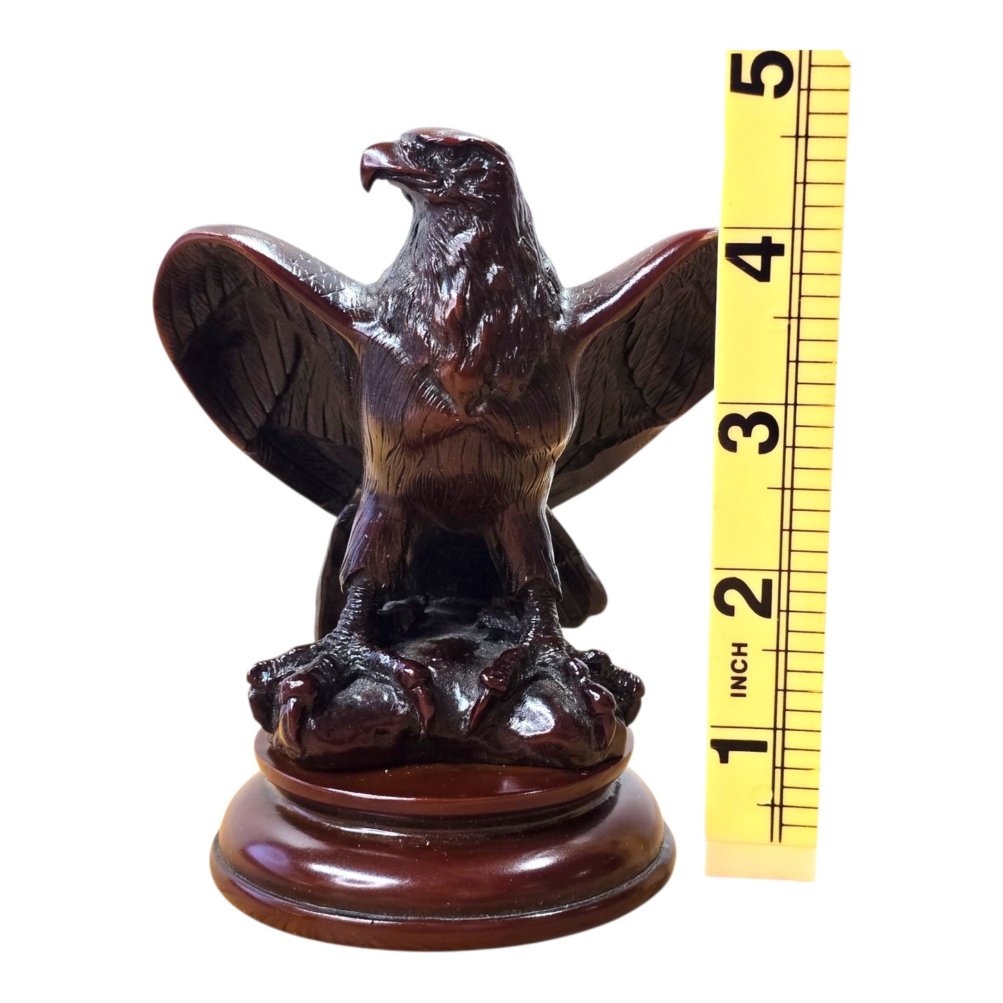 Wood Carved Eagle Figurine Statue 4.5" Handcrafted Bird of Prey Sculpture Decor