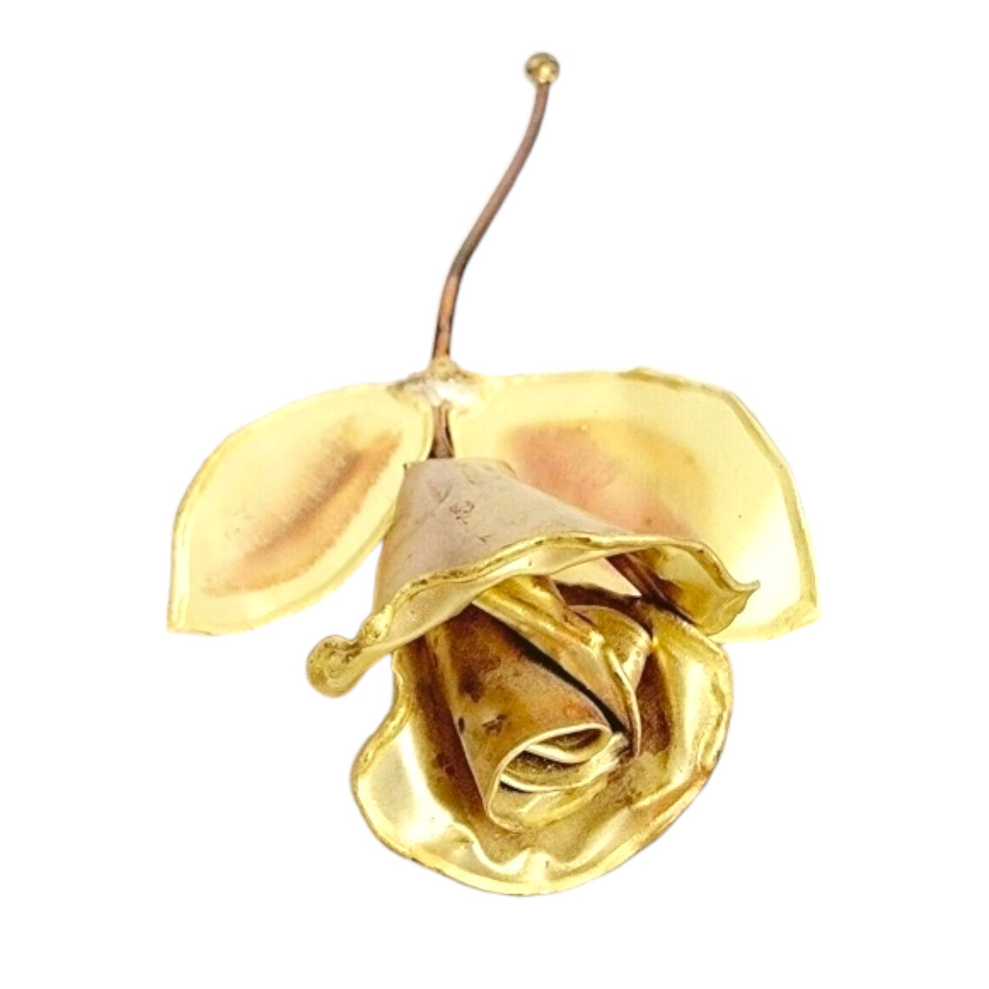 Vintage Gold Tone Handmade Metal Rose 5" L