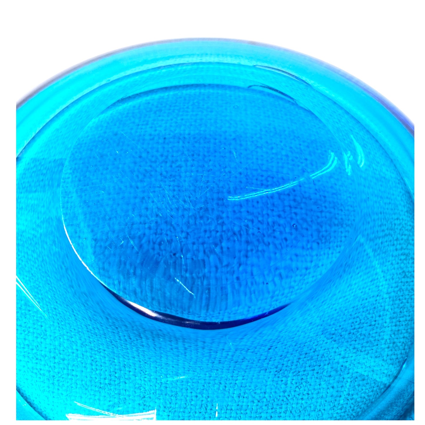 Beautiful MCM Blue Glass Ashtray Trinket Dish