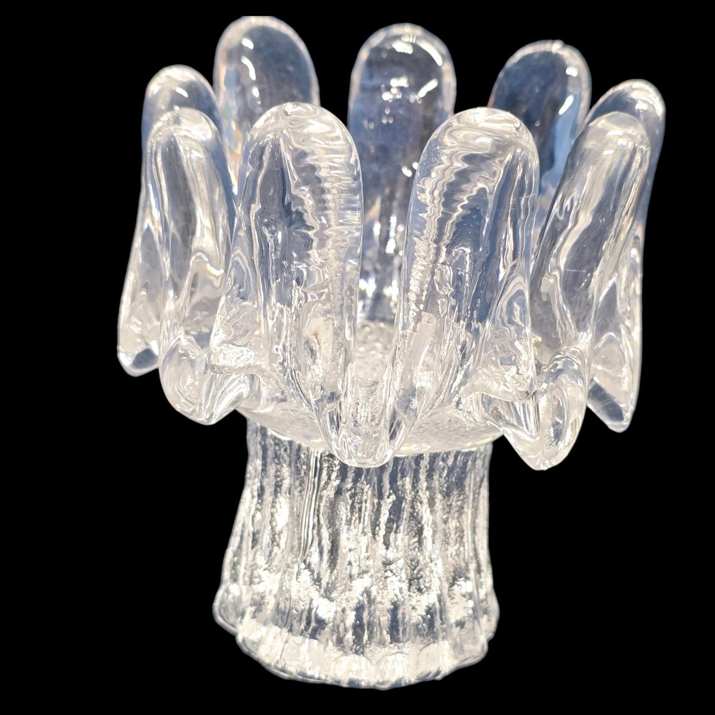 Set of 3 Handblown Randsfjord Glass Norway Special Crystal Sunflower Ice Votive Holder