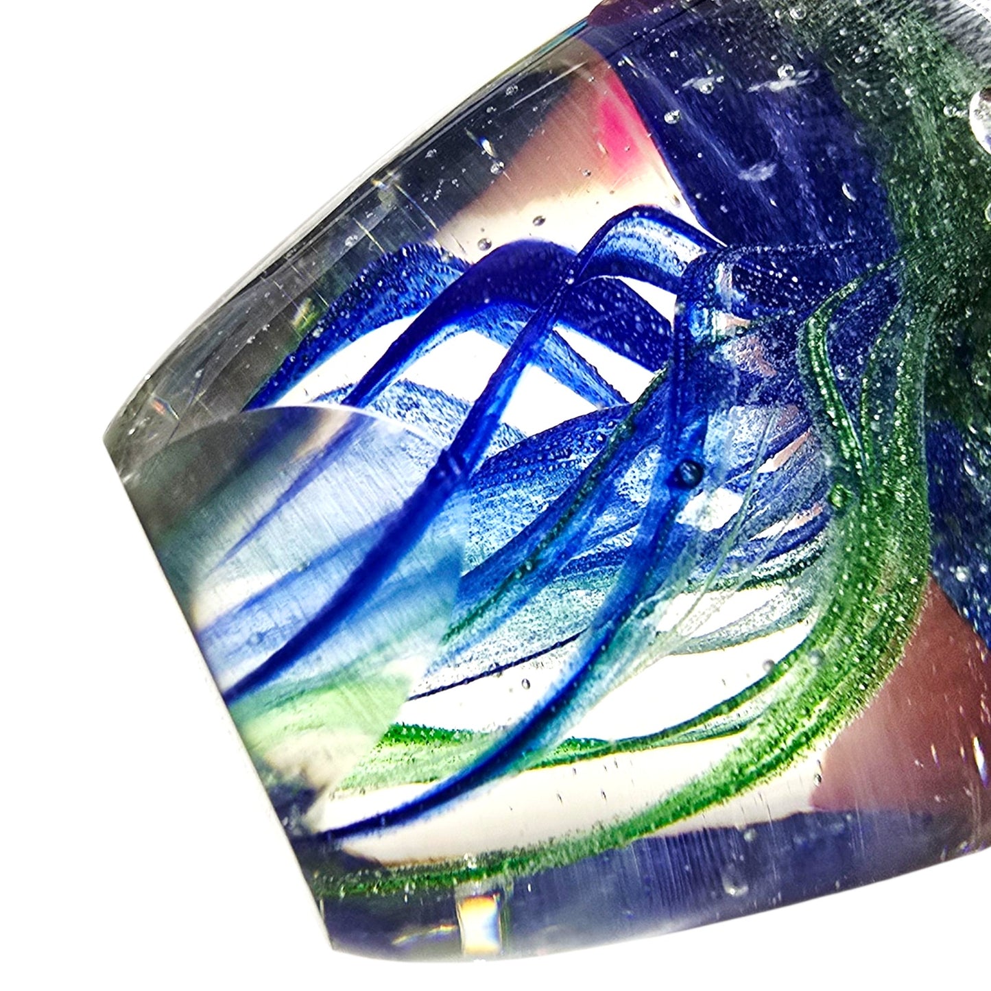 AS IS Hand-Blown Art Glass Jellyfish Paperweight, Glows 3" H