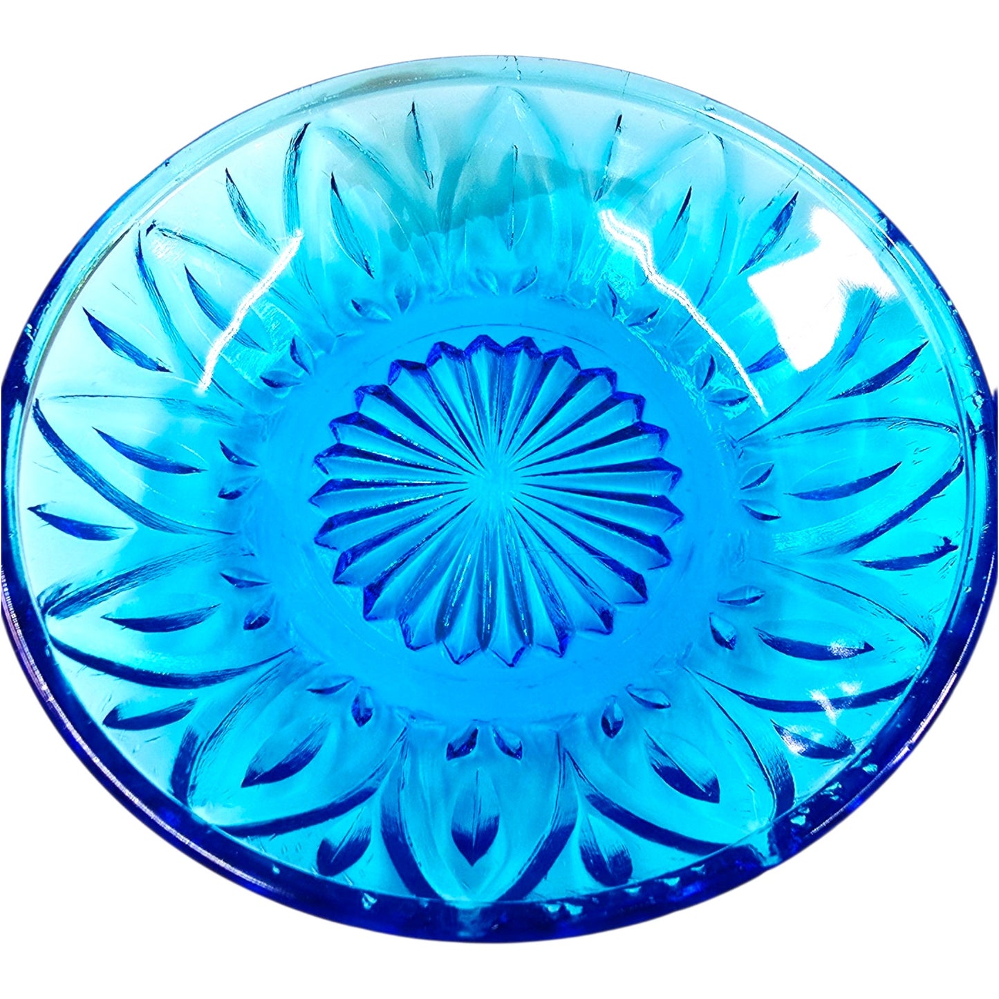 Set of 2 Vintage Hazel Atlas Cobalt Blue Glass Bowls 5” Trinket Dishes Glows