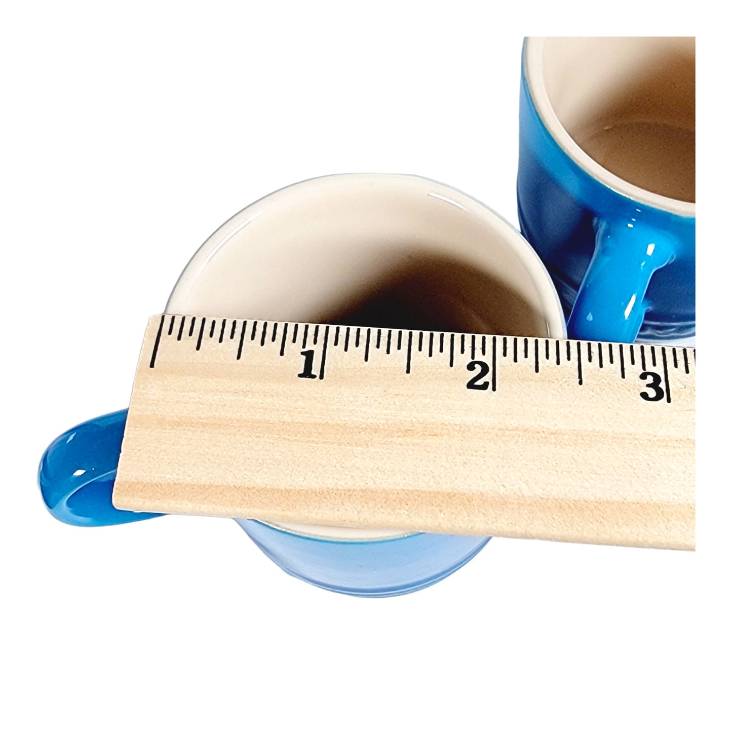 Le Creuset Marseille Blue Mini Espresso Mugs Stoneware Demitasse Set of 2 0.1L