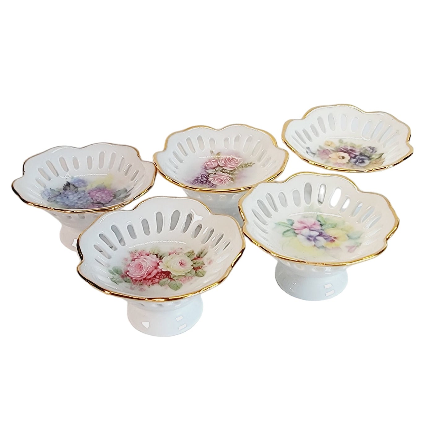 Set of 5 Tiny Sugar Pedestals Chocolate Dinner Mint Dish by Lois White CreARTive Treasures