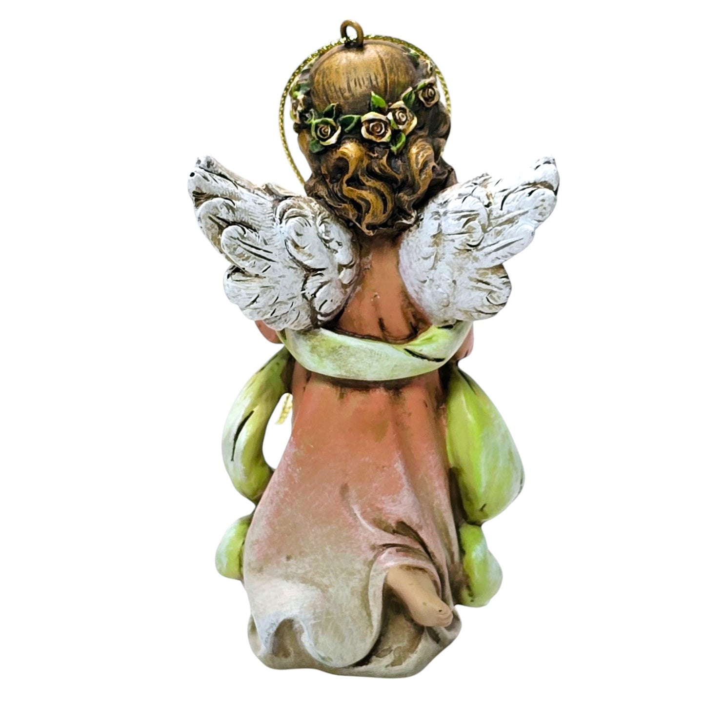Vintage Napco Little Girl Angel Ornament, Hand-Painted Resin