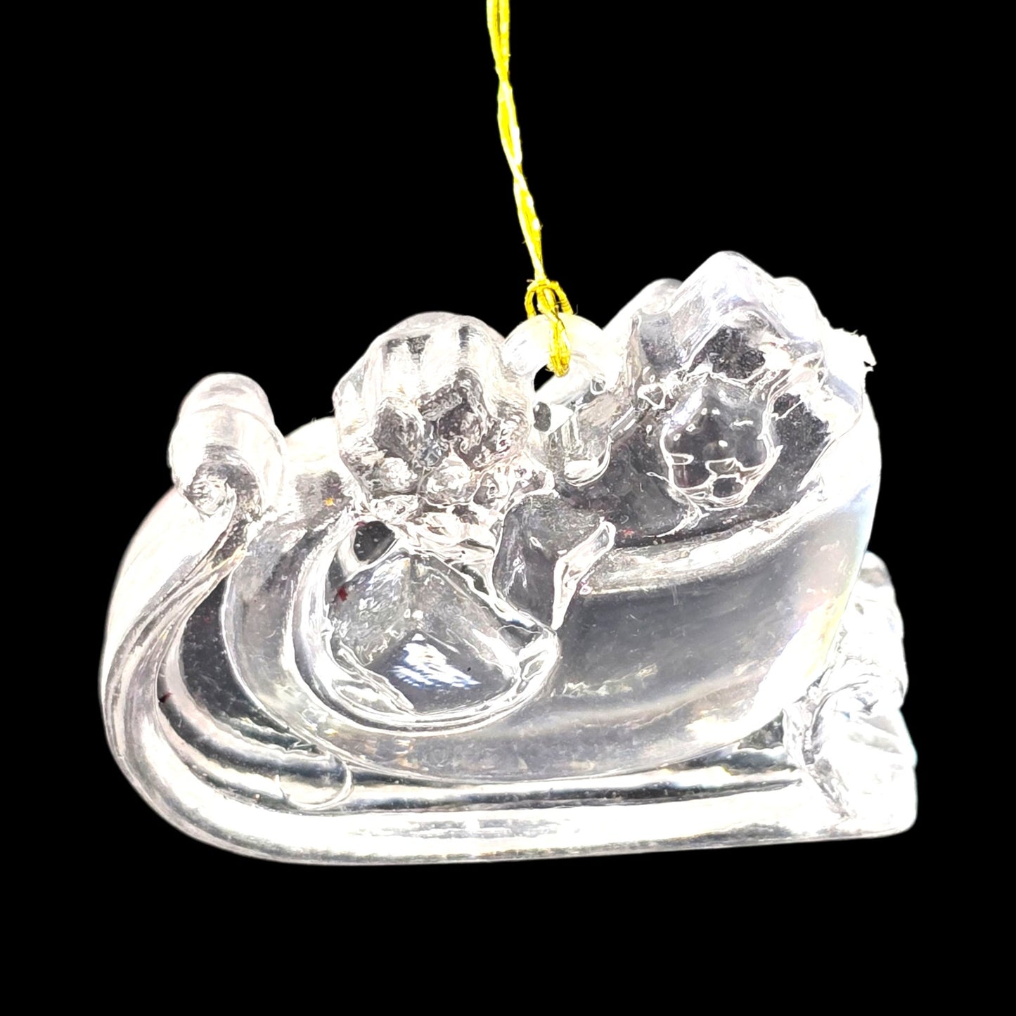 Set of 7 Vintage Miniature Clear Acrylic Christmas Ornaments