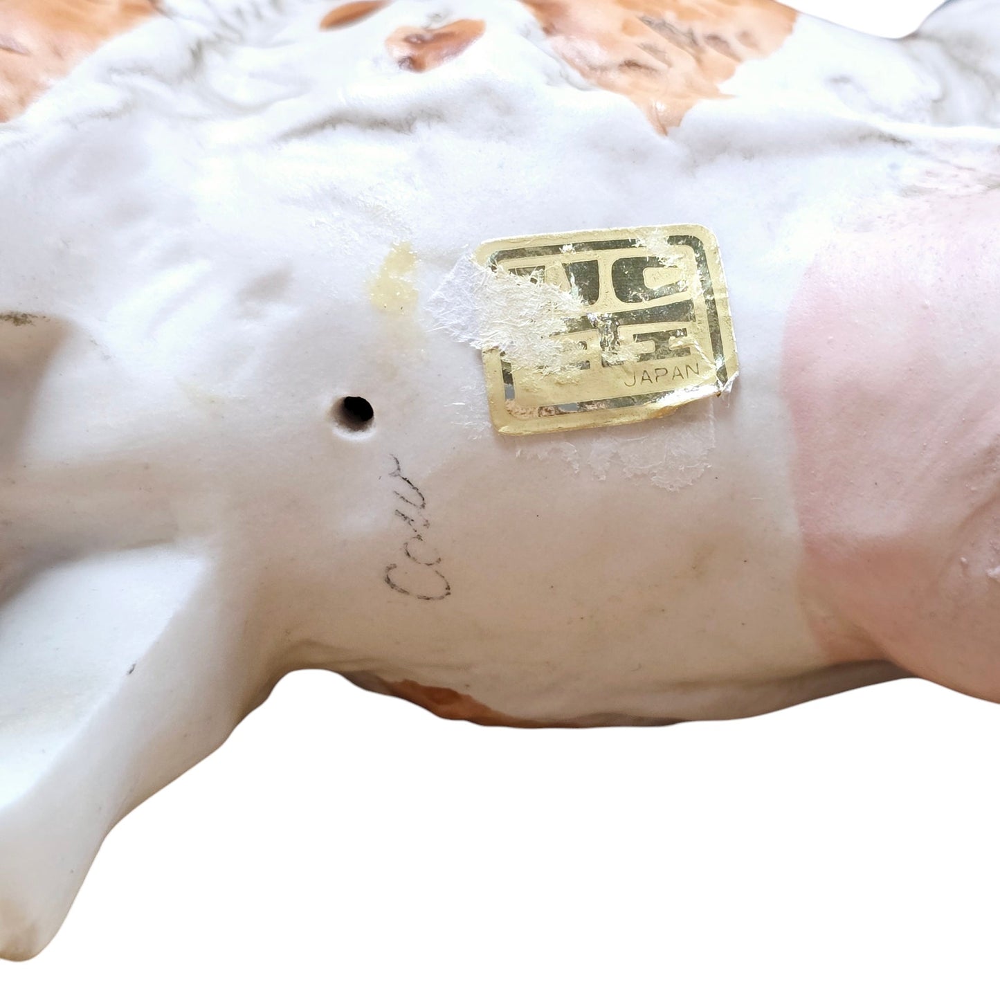 Vintage UCTCI Japan Porcelain Cow Heifer Figurine, Marked "Cow" Original Sticker
