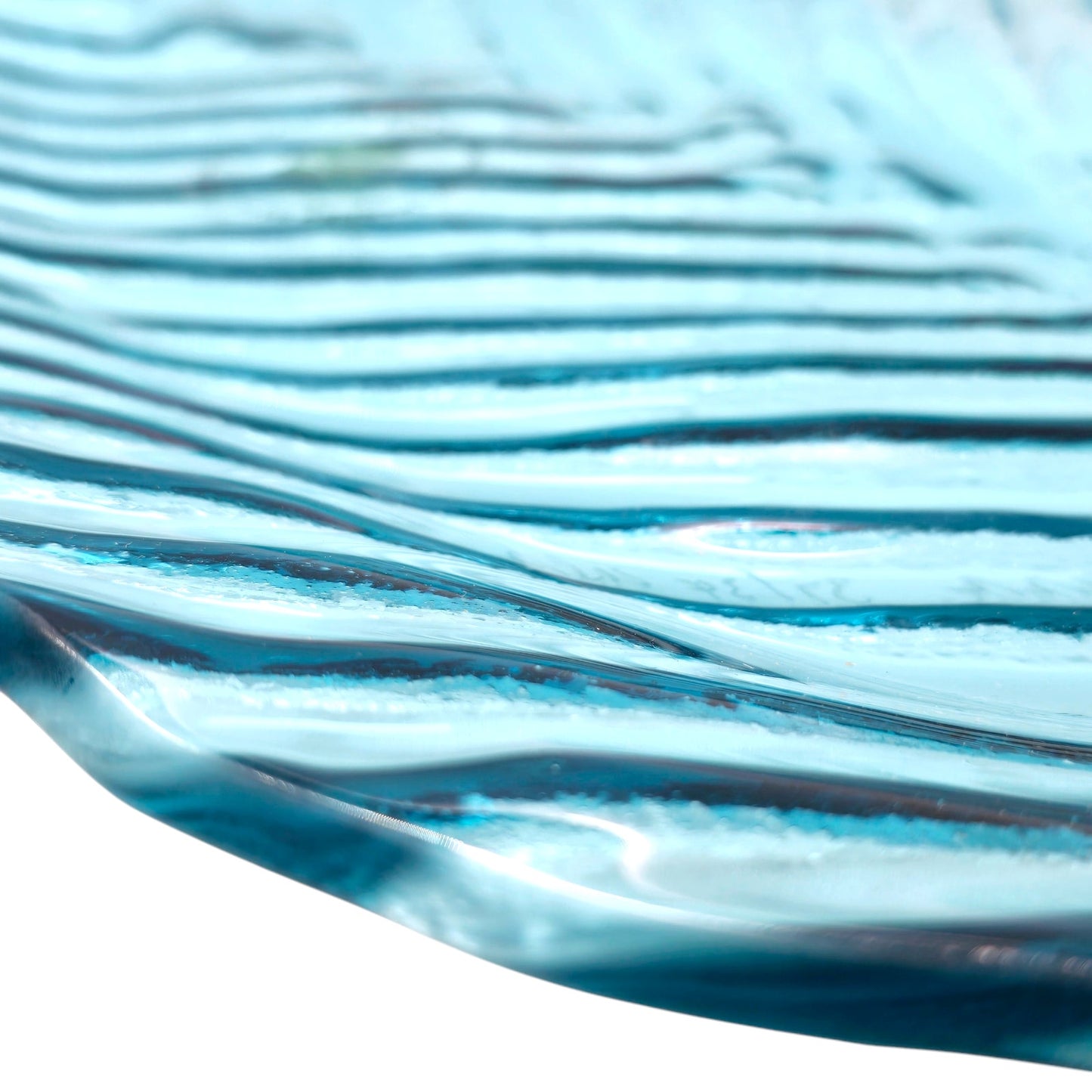 Annieglass Signed, Numbered, Oval Platter, Leaf Dish Handcrafted Artisan Glass Made in USA, Textured Ribbed Glass