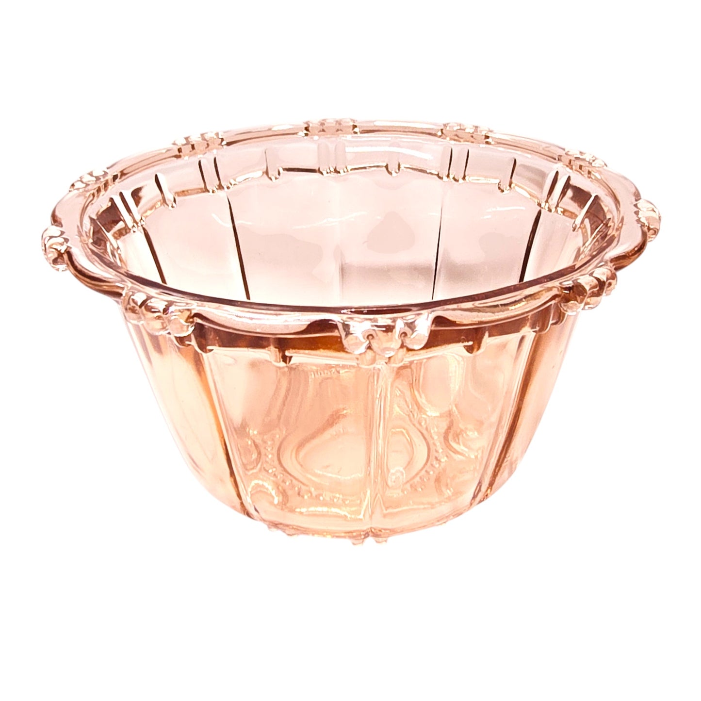 Vintage Indonesian Pink Glass Trinket Dish Oyster Pearl Pattern