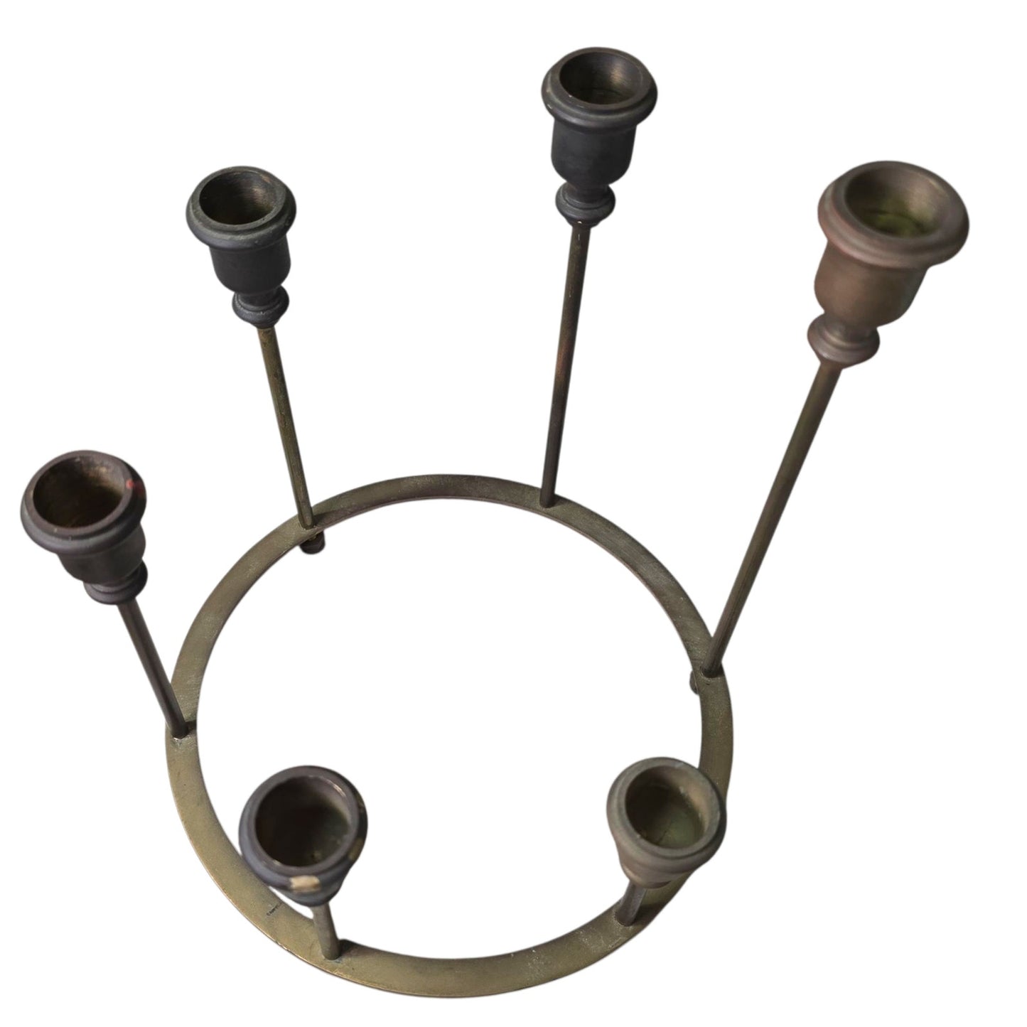 MCM 6 Taper Brass Candle Holder Modernist Sculpture Danish Brutalist Geometric