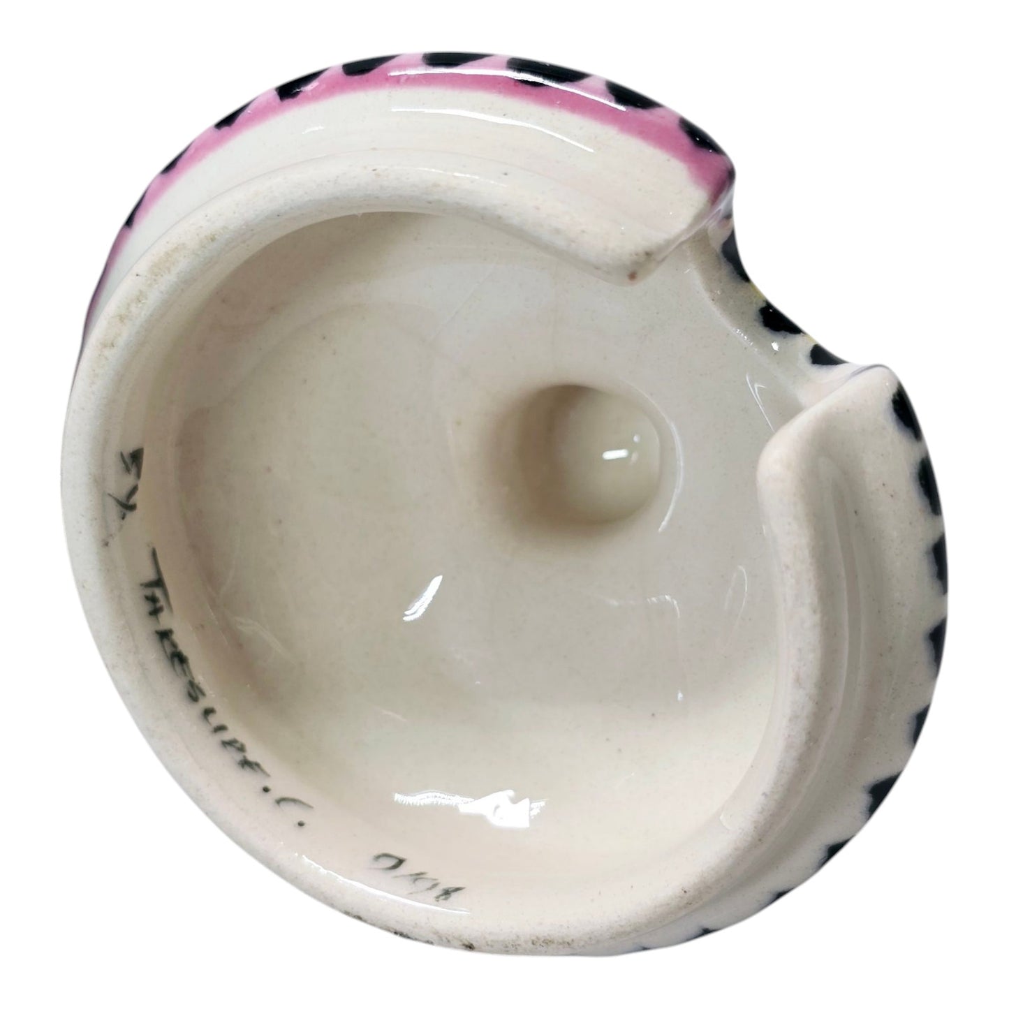 Vtg Penzo Pottery Zimbabwe Signed Hand Painted Lidded Sugar Dish African Safari