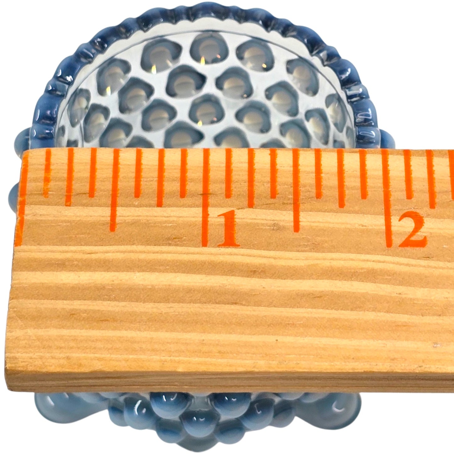 Fenton Blue Opalescent Hobnail Footed Spooner Navy Uranium Reactive Toothpick