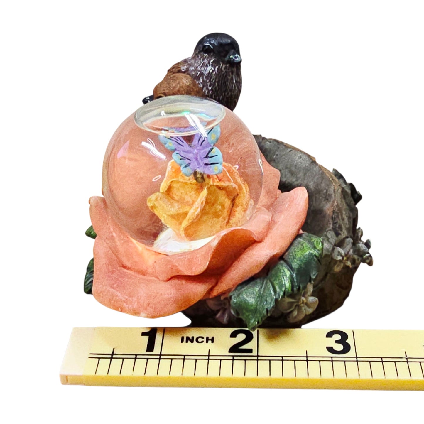 Young’s Inc Resin Bird Rose Figurine Mini Snow Globe Fairy Floral Home Decor