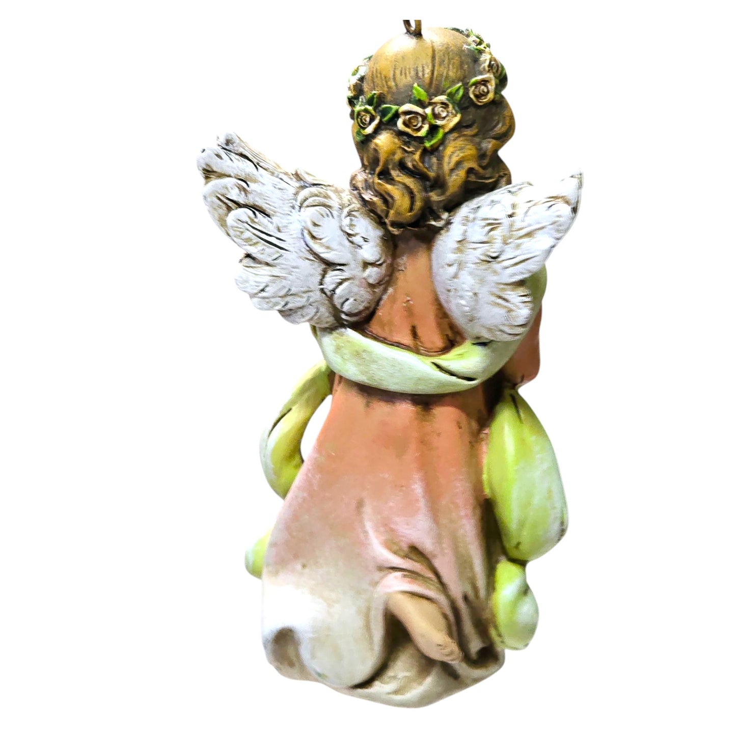 Vintage Napco Little Girl Angel Ornament, Hand-Painted Resin