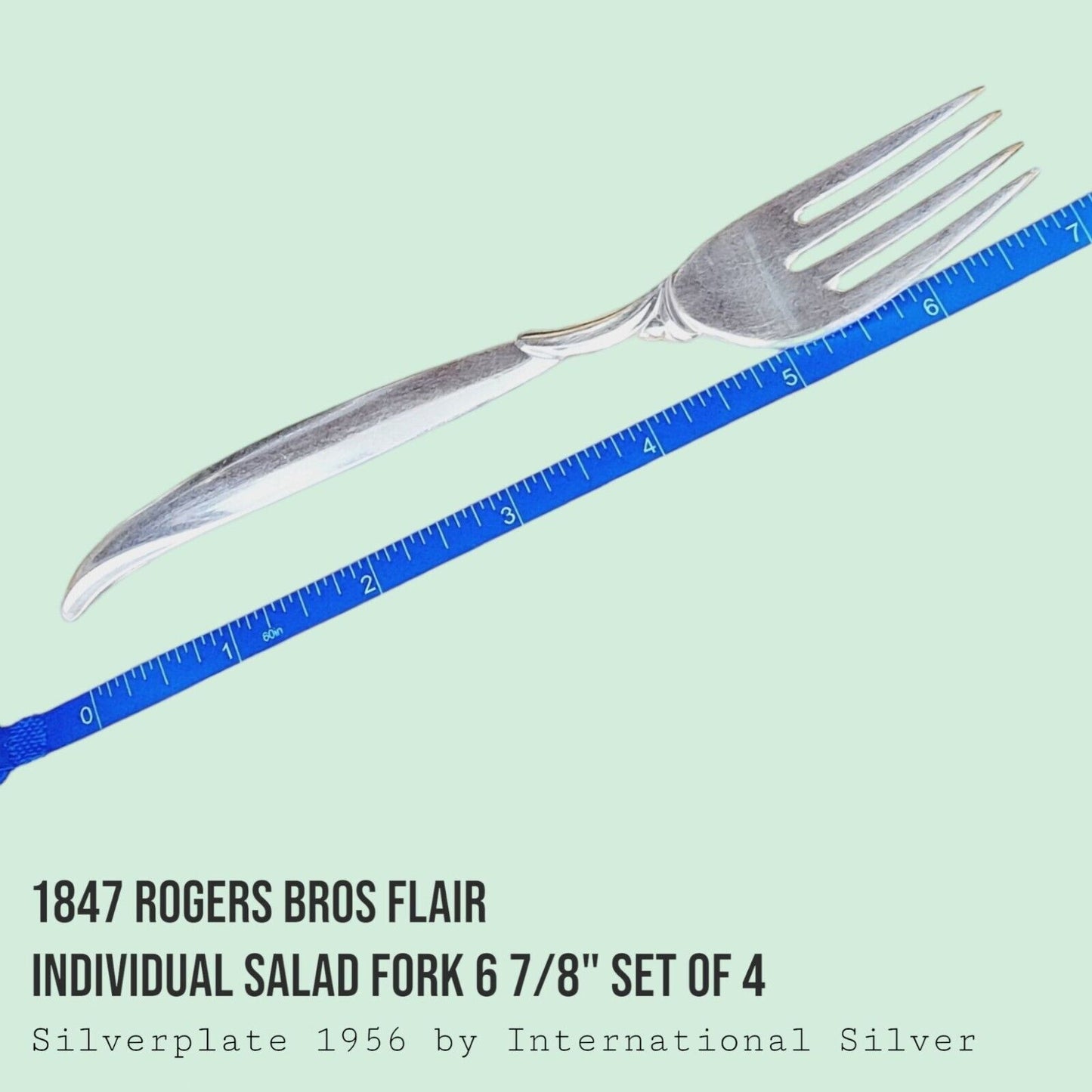 Vintage 1847 Rogers Bros FLAIR Silverplate Salad Forks 6 7/8" MCM SET of 4