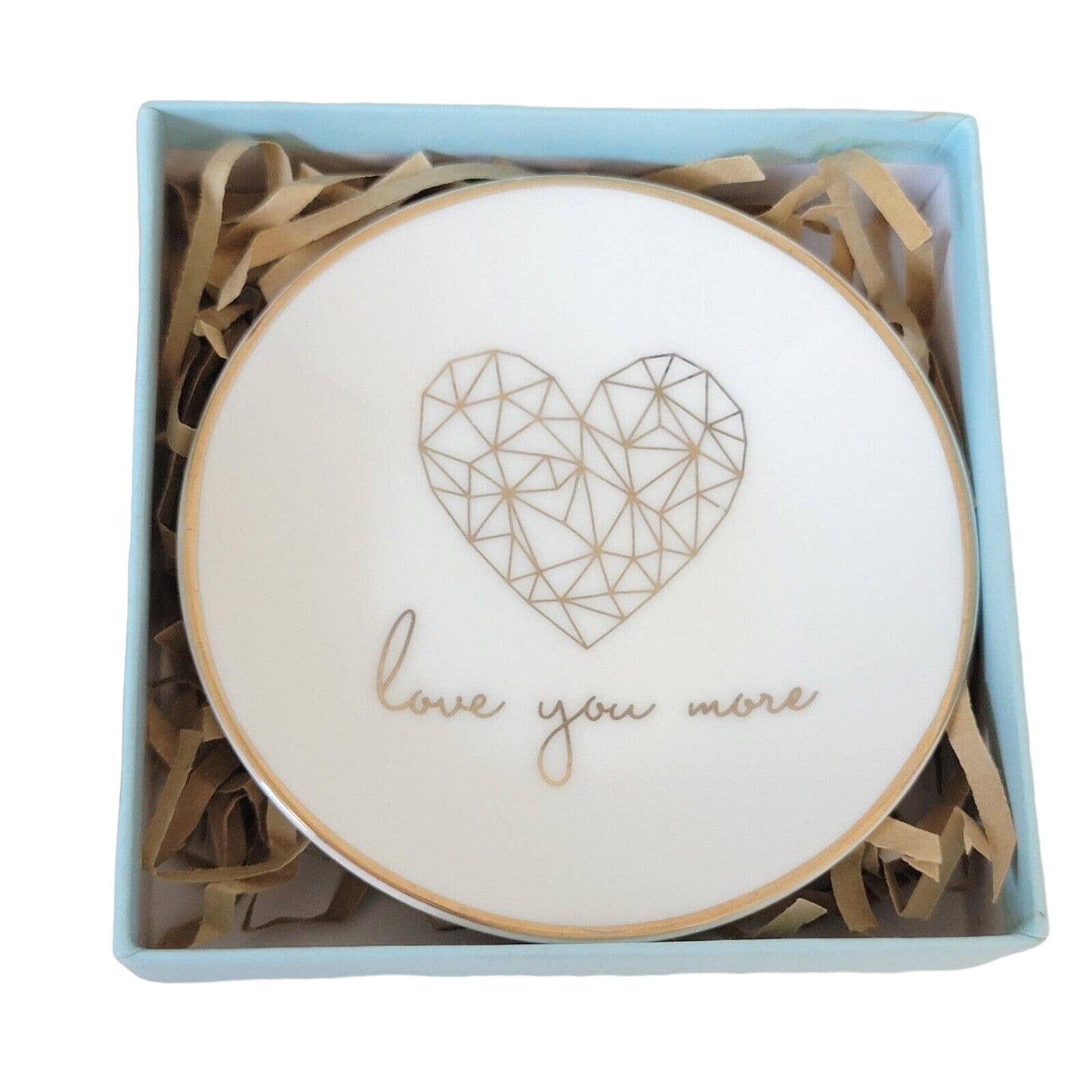 * Trinket Dish 3” Love You More Lucky Feather Ring Dish Gift Box