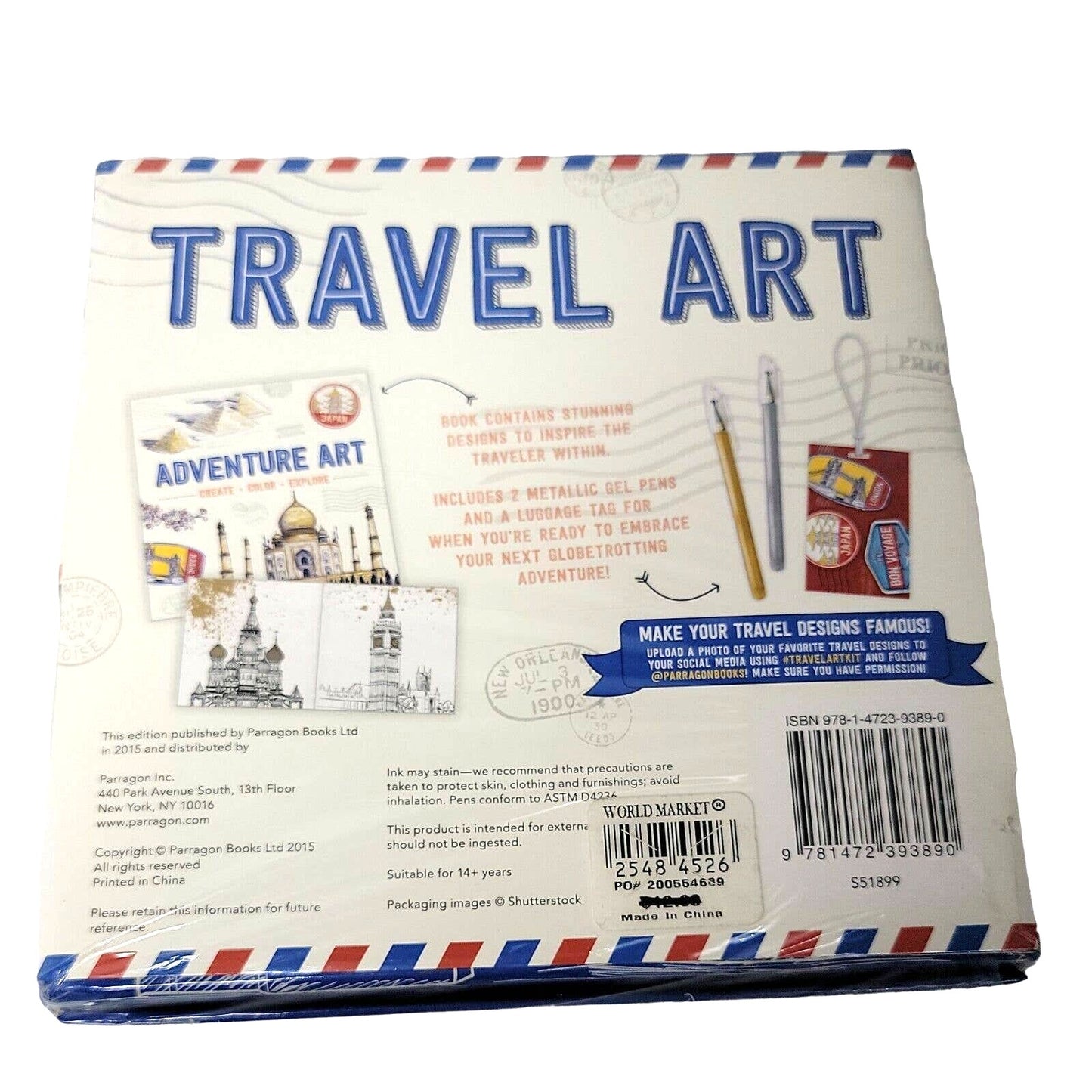 Travel Art Set World Market 2015 with Design Book, Metallic Pens, Coloring Book