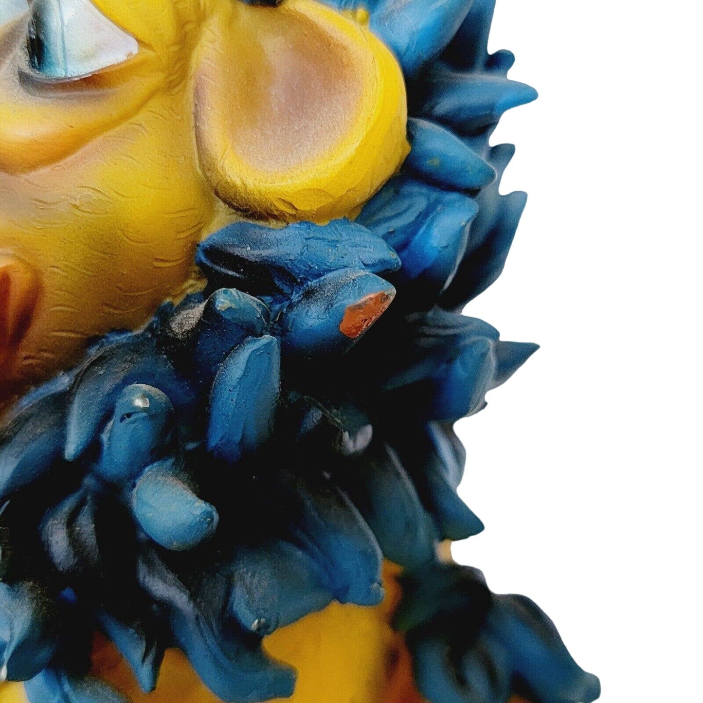 Vintage Lion and Crow Piggy Bank Blue Mane Retro Animal Figurine Coin Bank