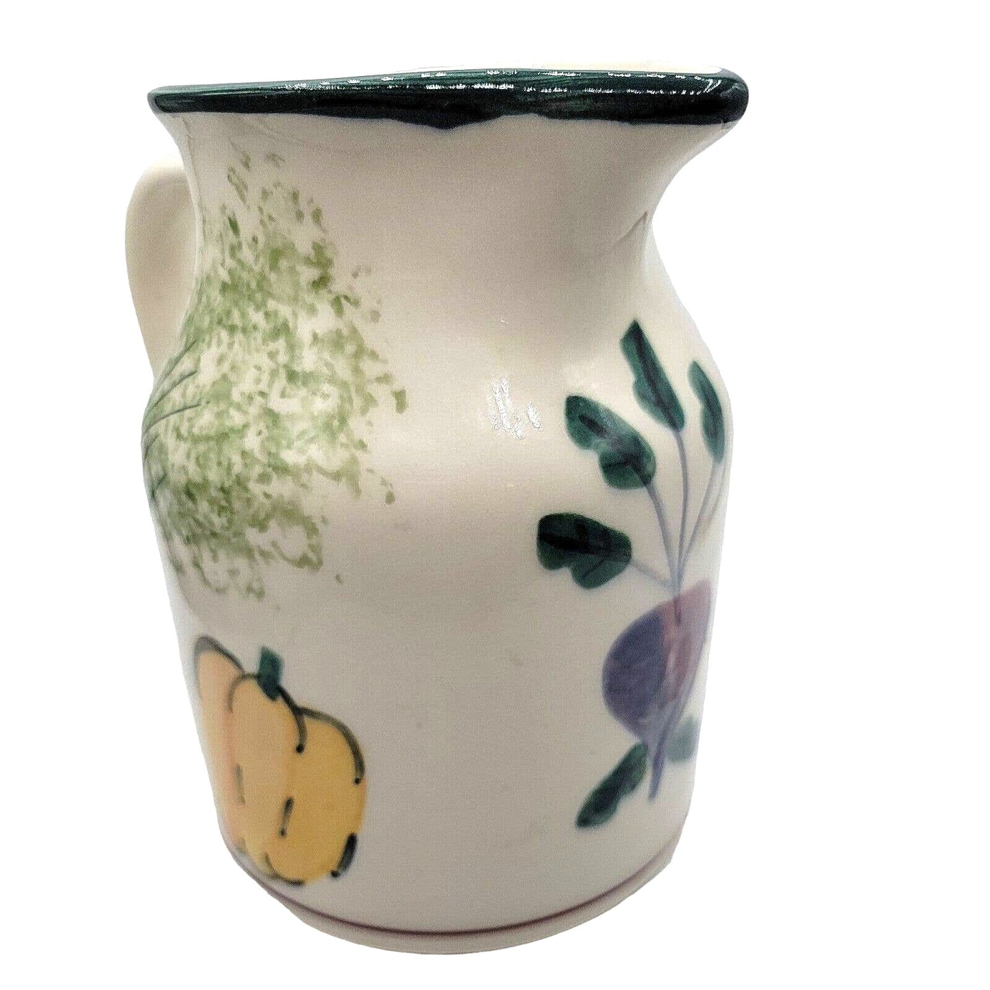Vintage Hartstone Pottery Farmers Market Vegetable Pitcher Hand Painted Ceramic