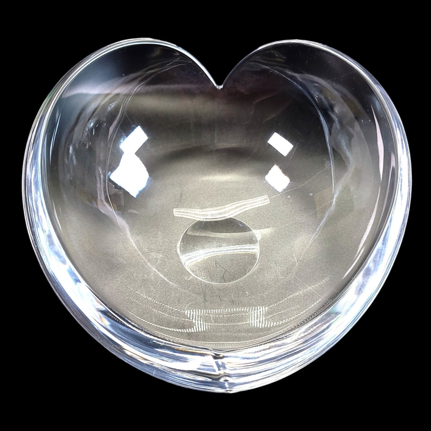 Nambe Glass Heart Shaped Bowl, Nambe Thick Glass Heart Love Bowl 7.5" W