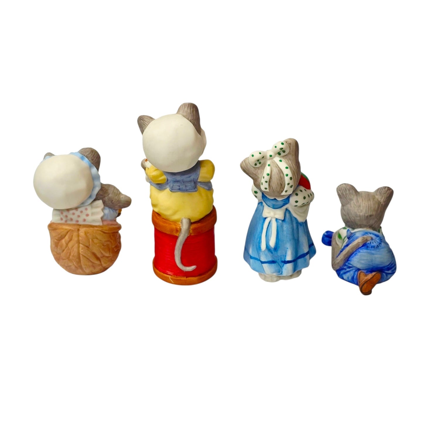 Hallmark Minikins Mouse Figurines Set 4 Vintage Porcelain 1983 Hand Painted