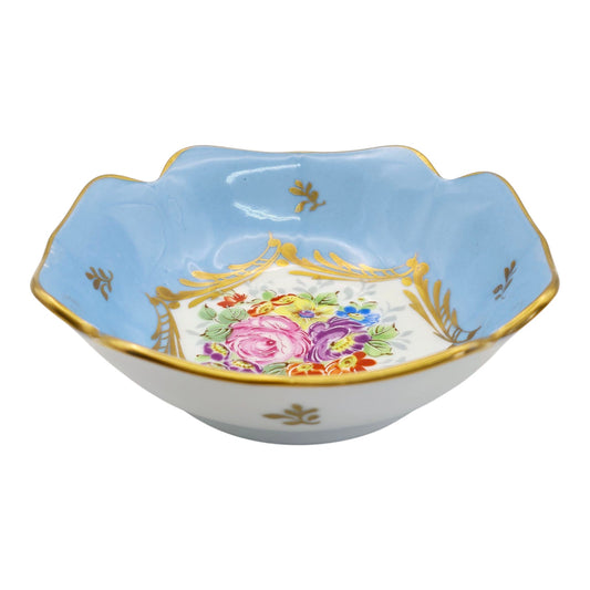 Blue French Porcelaine De Couleuvre France Decorative Bowl Made in France Flower