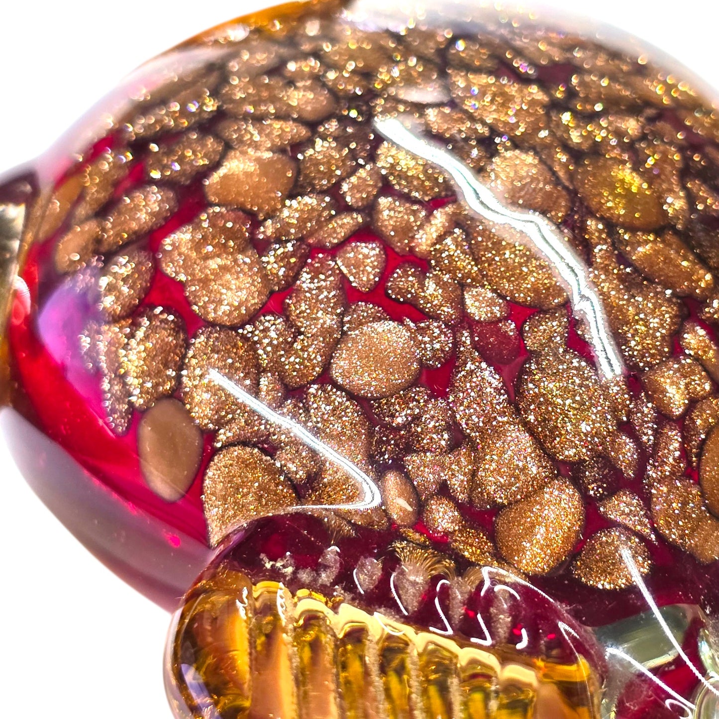 Vtg Art Glass Sea Turtle Figurine Red Amber Gold Aventurine Style 7.5"