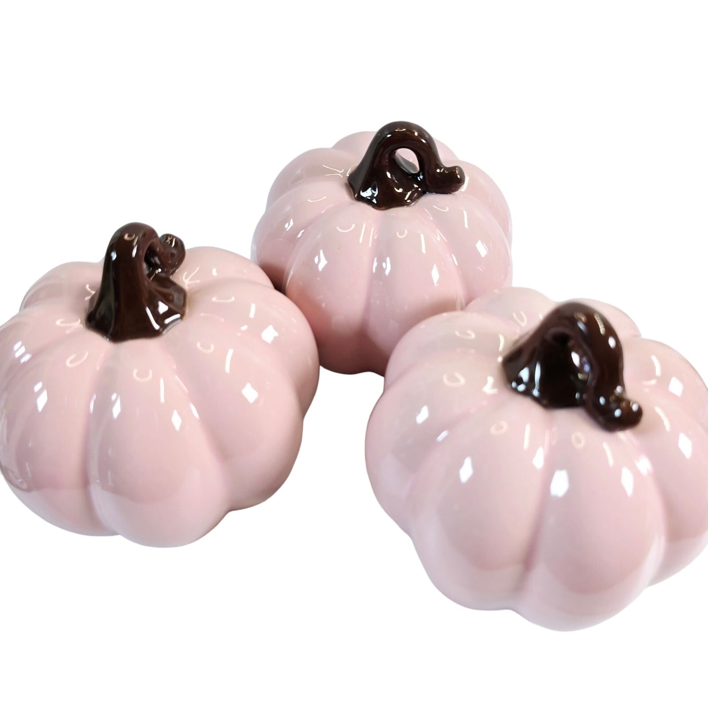 Set of 3 Pale Pink Ceramic Display Pumpkins