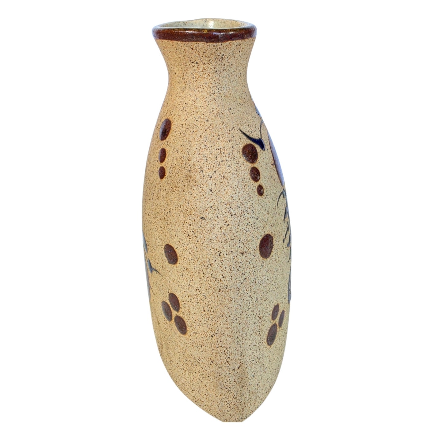 Vintage Netzi Tonala Mexican Pottery Bud Vase Hand Painted Folk Art Floral