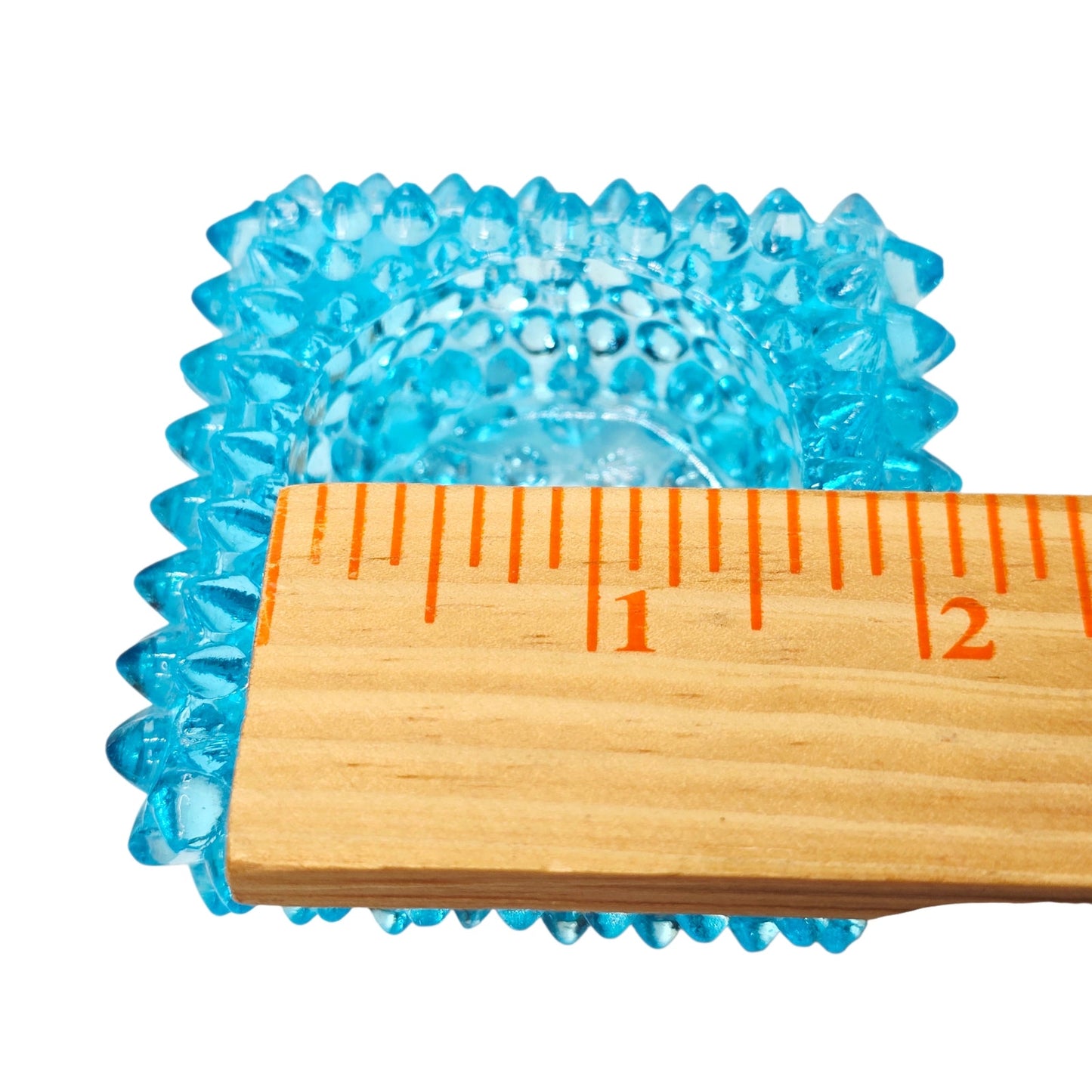 AS IS Fenton Aqua Blue Hobnail Glass Votive Holder Glows UV Reactive Manganese