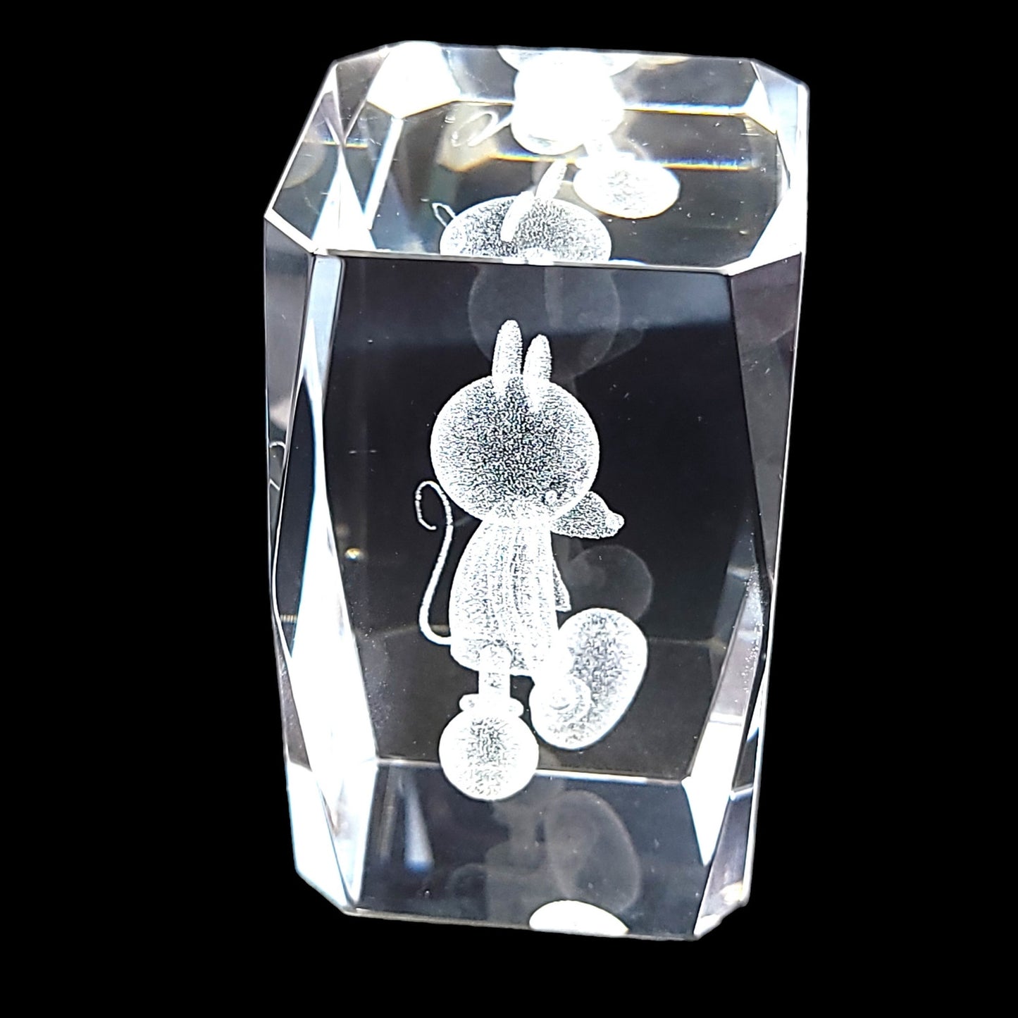 3D Laser Etched Mickey Mouse Crystal Paperweight in Box 3 x 2 x 2" Original Box