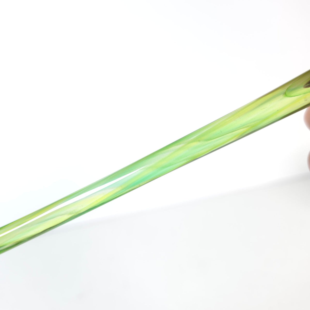 Vintage Art Glass Calla Lily Flower Long Green Stem Purple Pink Bloom 12 Inch
