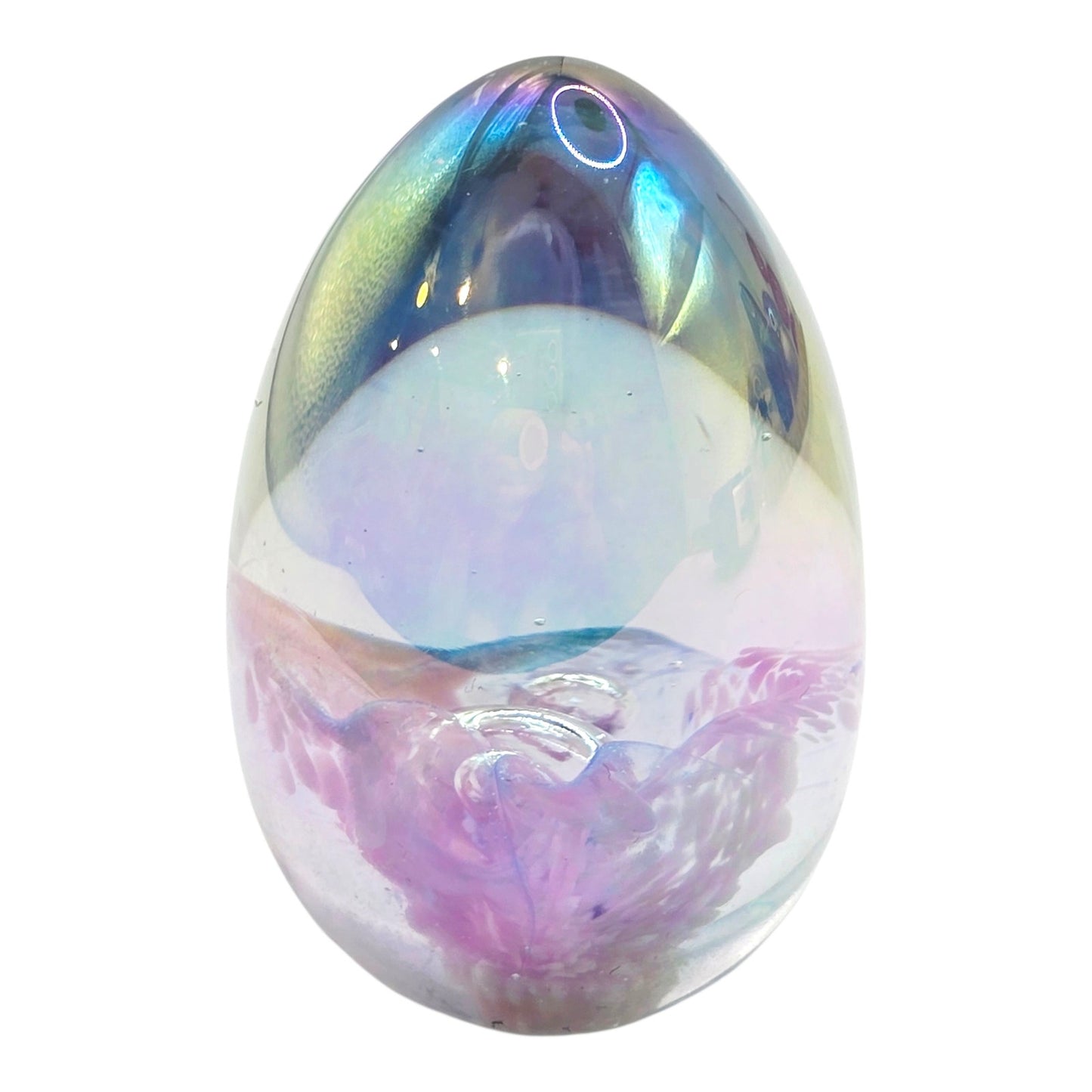 Glass Eye Studio Mt St Helens Ash Paperweight Signed MSH 1983 Mike Shaw Blue Vtg