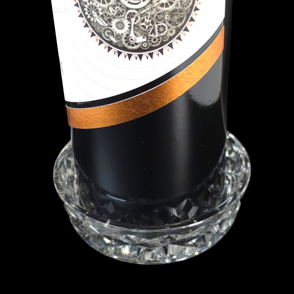 Kinsale Crystal Ireland Hand Cut Signed Wine Bottle Coaster Starburst 4"