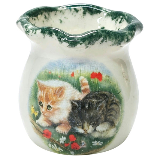 Hobby Farm Pottery Trinket Vase with Kittens Transferware