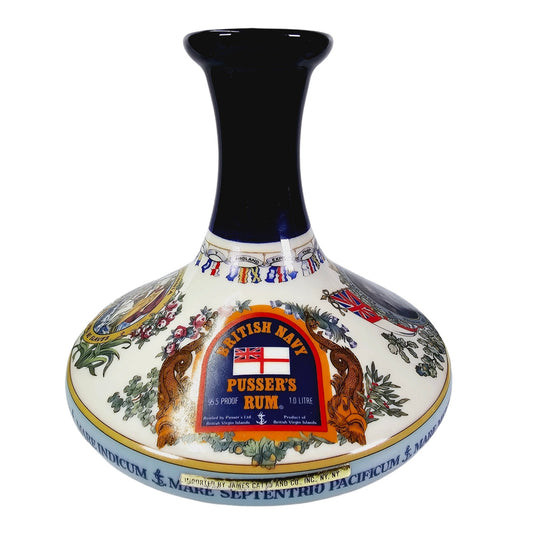 Large Wade Porcelain British Navy Pusser's Rum Ship's Decanter, Admiral Lord Nelson, Staffordshire, England, 7" H