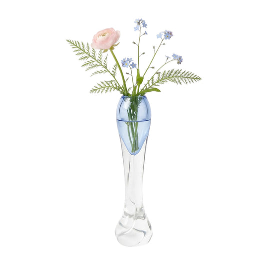 Vintage Scandinavian Art Glass Blue Cased Bud Vase Strombergshyttan Style 8.5"