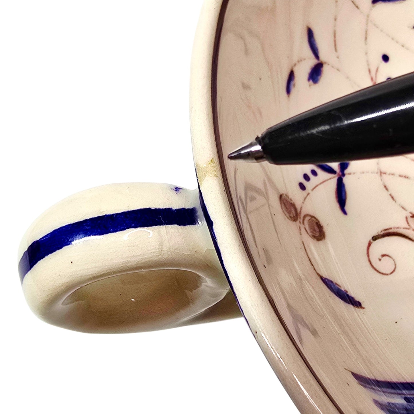 Outeiro Agueda Portugal Double Handle Bowl Hand Painted Folk Art Irene 527 Read