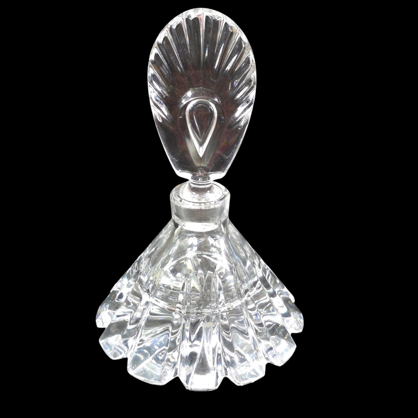 Vintage Art Deco Crystal Perfume Bottle with Stopper, 5.5" H, FLAW, Read